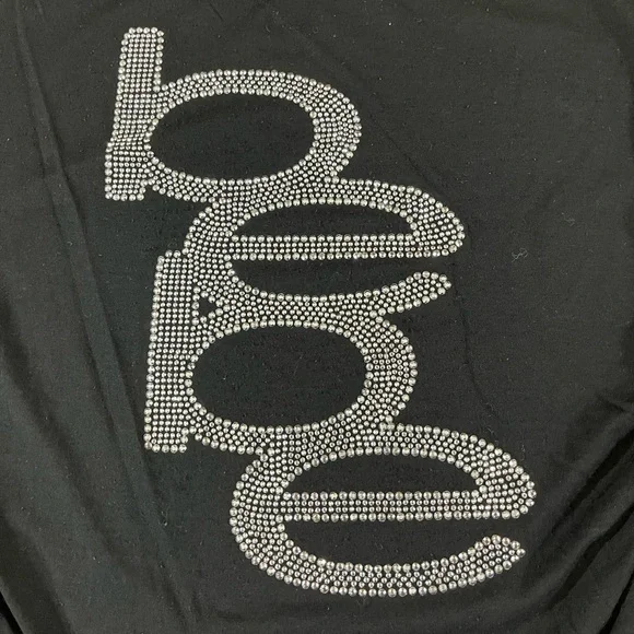 Vintage Y2K Bebe Womens Sleeveless Black Rhinestones Top Cute size Small USA - Picture 3 of 4